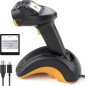 Inateck Lecteur de Code-Barres Bluetooth, Scanner de Code QR 2D 1D sans Fil, avec Écran et Base Intelligente, Modules Doubles CM