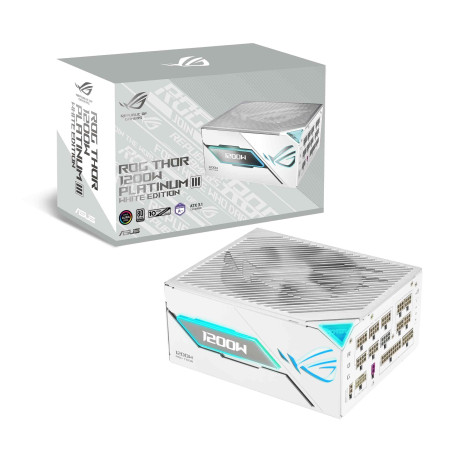 ASUS ROG Thor 1200W Platinum III White - Bloc d'alimentation (80 Plus Platinum Certified, ATX 3.1, PCIE 5.1, GaN MOSFET, GPU-Fir