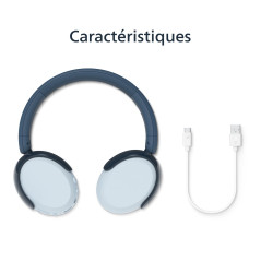Philips TAK5500RT série 5500 Casque Supra-aural Pliable sans Fil Bluetooth 5.4 à réduction de Bruit pour Enfants, 34 Heures d’au