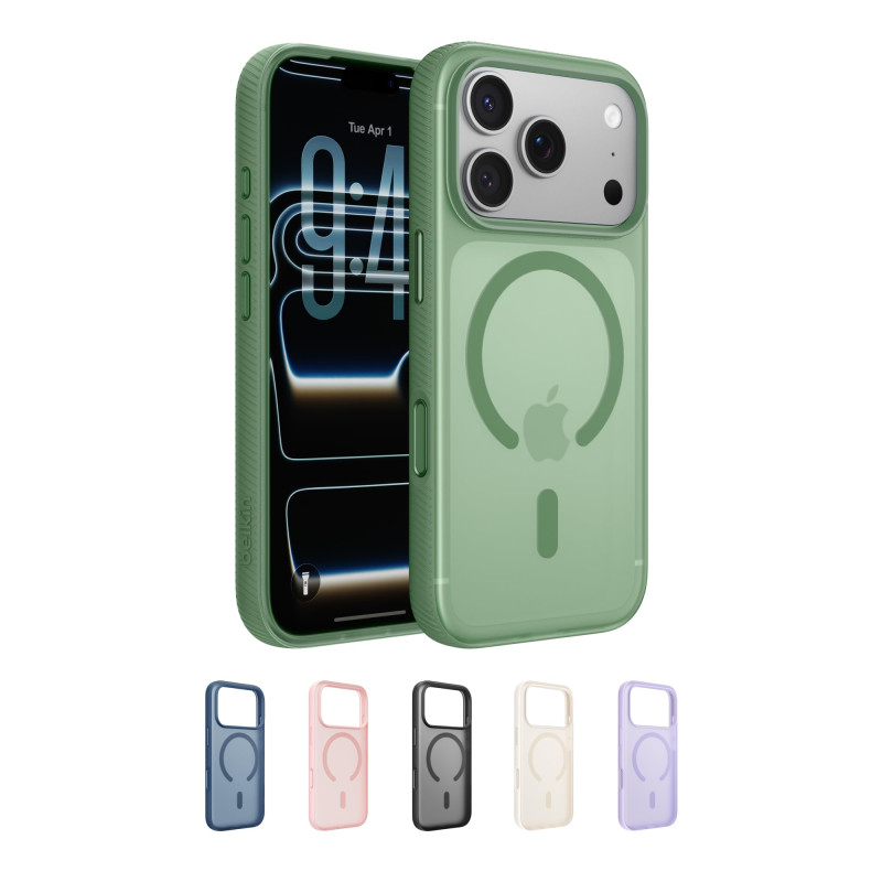 Belkin SheerForce Grip Coque iPhone 17 Pro, Coque de Protection Compatible MagSafe Design Fin, Protection avec Rainures Antidéra Belkin SheerForce Grip Coque iPhone 17 Pro, Coque de Protection Compatible MagSafe Design Fin, Protection avec Rainures Antidéra