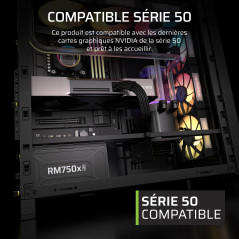 CORSAIR RM750x Shift Alimentation ATX entièrement modulaire - Câble 12 V-2x6 natif, ATX 3.1 et PCIe 5.1, Bouton de contrôle de l