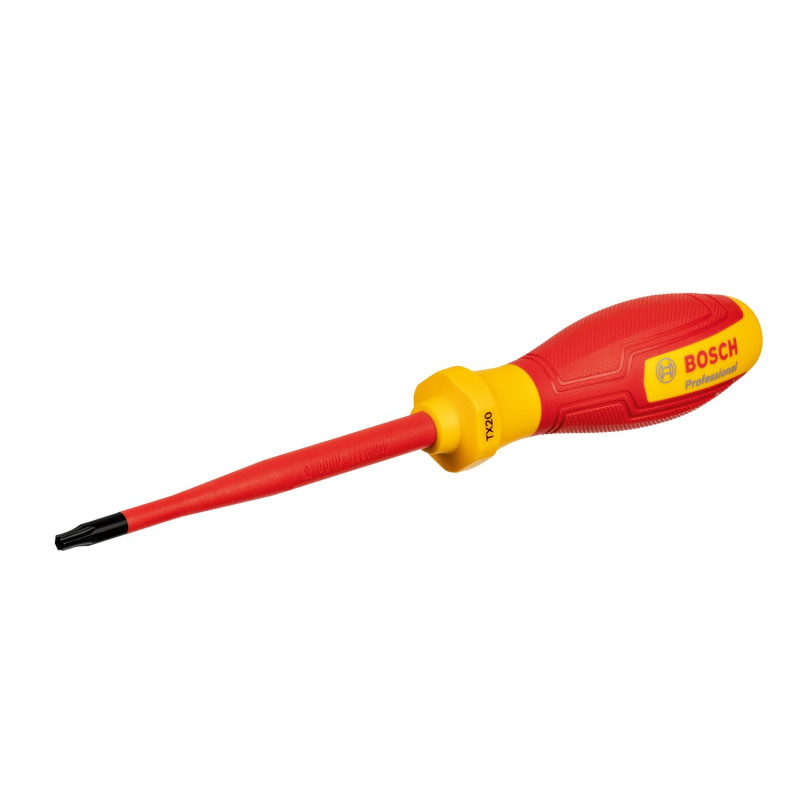 Bosch Professional tournevis VDE plat TX20x100 (certifié jusqu'à 1 000 V, isolé avec un élastomère thermoplastique (TPE)) Bosch Professional tournevis VDE plat TX20x100 (certifié jusqu'à 1 000 V, isolé avec un élastomère thermoplastique (TPE))