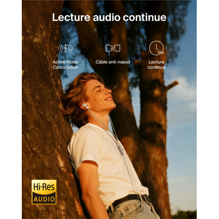 Belkin SoundForm Écouteurs Filaires ANC avec Connecteur USB-C, Écouteurs Intra-Auriculaires avec Microphone, pour iPhone 17, iPh