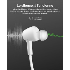 Belkin SoundForm Écouteurs Filaires ANC avec Connecteur USB-C, Écouteurs Intra-Auriculaires avec Microphone, pour iPhone 17, iPh