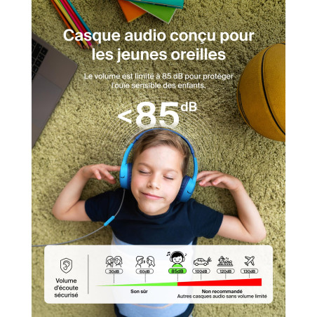 Belkin SoundForm Mini Casque Audio Enfant Filaire avec connecteurs USB-C et 3,5 mm, Micro et Autocollants, Volume de 85dB Max., 