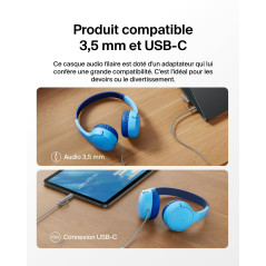 Belkin SoundForm Mini Casque Audio Enfant Filaire avec connecteurs USB-C et 3,5 mm, Micro et Autocollants, Volume de 85dB Max., 