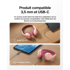 Belkin SoundForm Mini Casque Audio Enfant Filaire avec connecteurs USB-C et 3,5 mm, Micro et Autocollants, Volume de 85dB Max., 