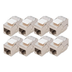 DIGITUS Module Keystone Cat-6A blindé – 8 pièces – Version courte – Prise RJ45 – 500 MHz 10GBase-T – AWG 26-22 – Design élégant