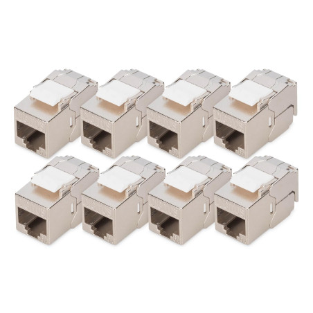 DIGITUS Module Keystone Cat-6A blindé – 8 pièces – Version courte – Prise RJ45 – 500 MHz 10GBase-T – AWG 26-22 – Design élégant