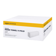 AmazonCommercial Essuie-Mains en Papier 1 Pli(Pliage en V/Pliage en ZZ) Cellulose Double Épaisseur 3990 Feuilles(15 Paquets de 2