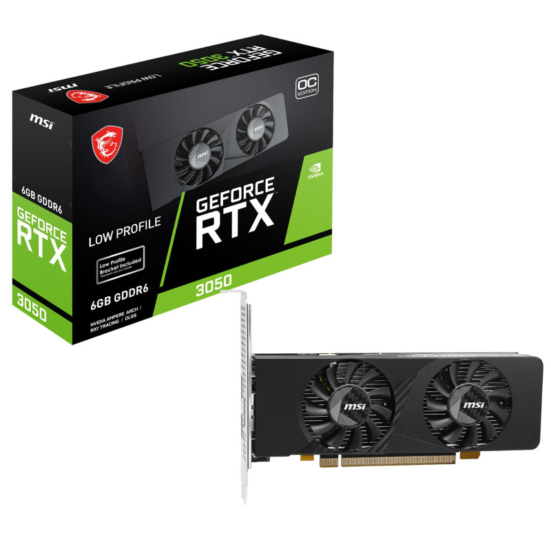 MSI NVIDIA GeForce RTX 3050 LP E 6G OC Carte Graphique - 6 Go GDDR6, 1492 MHz, PCI Express Gen 4, 96 Bits, DP v 1.4a, 2X HDMI 2. MSI NVIDIA GeForce RTX 3050 LP E 6G OC Carte Graphique - 6 Go GDDR6, 1492 MHz, PCI Express Gen 4, 96 Bits, DP v 1.4a, 2X HDMI 2.