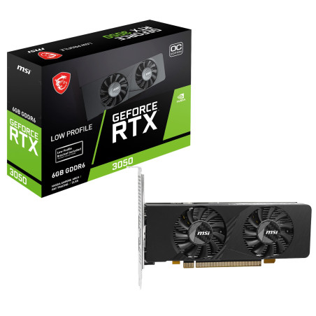 MSI NVIDIA GeForce RTX 3050 LP E 6G OC Carte Graphique - 6 Go GDDR6, 1492 MHz, PCI Express Gen 4, 96 Bits, DP v 1.4a, 2X HDMI 2.
