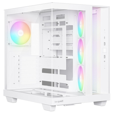 be quiet! Light Base 500 LX Boîtier PC White, Panneaux Avant et latéral entièrement vitrés, Style Aquarium, Conception à Double
