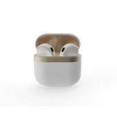 Gembird GMB-Audio Écouteurs Intra-Auriculaires TWS sans Fil, Blanc/Doré - Bluetooth 5.0 Avancé, Autonomie de Batterie Étendue, A