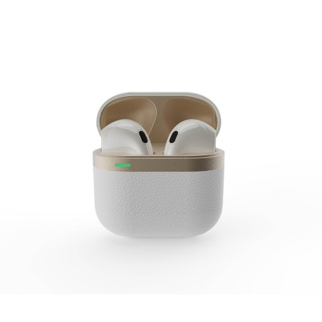 Gembird GMB-Audio Écouteurs Intra-Auriculaires TWS sans Fil, Blanc/Doré - Bluetooth 5.0 Avancé, Autonomie de Batterie Étendue, A