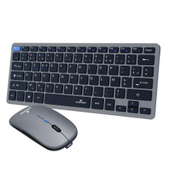 Bluestork - Pack Mini V2 Clavier Souris Sans Fil Rechargeable - Clavier sans fil AZERTY, Format Compact & Souris 1600 DPI - Doub