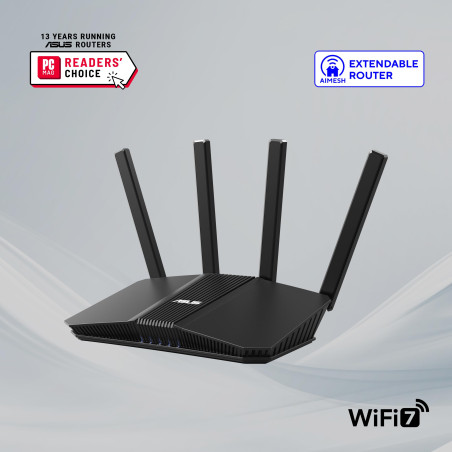 ASUS RT-BE55 - Routeur Wi-FI 7 Extensible - AiMesh, 4K-QAM, MLO, Port WAN 2,5G, Quatre Ports 1G, sécurité réseau de Niveau Comme