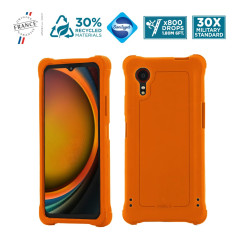 MOBILIS Coque Compatible avec Galaxy XCover 7 - Housse Etui Protection Bumper Anti-Choc, Antimicrobienne, Orange Fluo Haute Visi