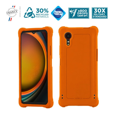 MOBILIS Coque Compatible avec Galaxy XCover 7 - Housse Etui Protection Bumper Anti-Choc, Antimicrobienne, Orange Fluo Haute Visi