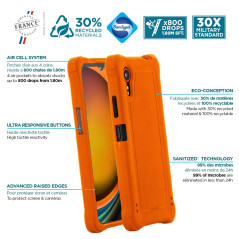 MOBILIS Coque Compatible avec Galaxy XCover 7 - Housse Etui Protection Bumper Anti-Choc, Antimicrobienne, Orange Fluo Haute Visi