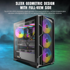 Antec AX-1000 E-ATX Boîtier de jeu en verre trempé pour tour moyenne ATX – Noir – 4 ventilateurs ARGB