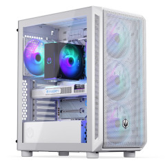 ENDORFY Arx 500 White ARGB, 4 ventilateurs ARGB de 140 mm inclus, panneau latéral en verre trempé, grande compatibilité avec dif