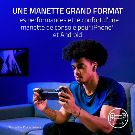 Razer Kishi V3 Phantom White - Manette Mobile Pleine Taille pour Smartphones iPhone et Android - Plug-and-Play USB-C - Sticks an