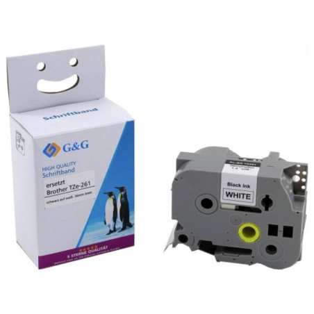 G&G Ruban BB-B-G-261 compatible avec Brother TZe-261 Couleur du ruban : blanc Couleur de police : noir 36 mm 8 m