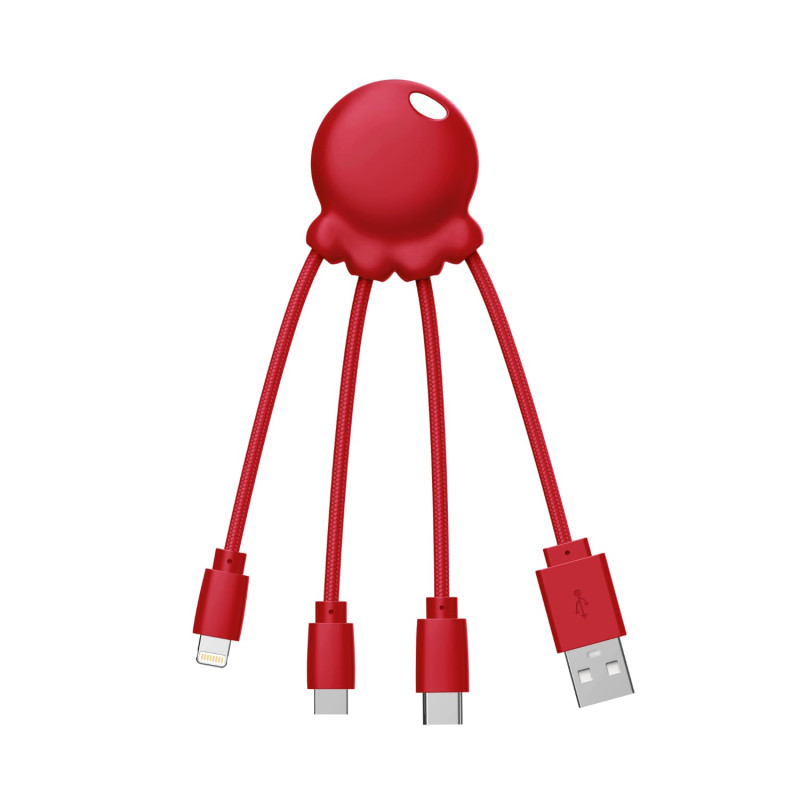 Xoopar Octopus - Câble Multi USB 4 en 1 en Forme de Pieuvre - Chargeur Universel en Plastique Recyclé - Prise USB-C, Lightning, Xoopar Octopus - Câble Multi USB 4 en 1 en Forme de Pieuvre - Chargeur Universel en Plastique Recyclé - Prise USB-C, Lightning,