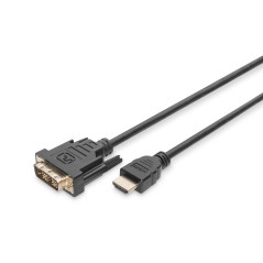 DIGITUS Câble adaptateur HDMI - Type A vers DVI-D (18+1) - Full HD - 2m - Liaison simple - Compatible avec PC, moniteur, project