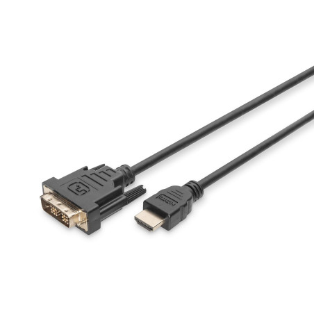 DIGITUS Câble adaptateur HDMI - Type A vers DVI-D (18+1) - Full HD - 2m - Liaison simple - Compatible avec PC, moniteur, project