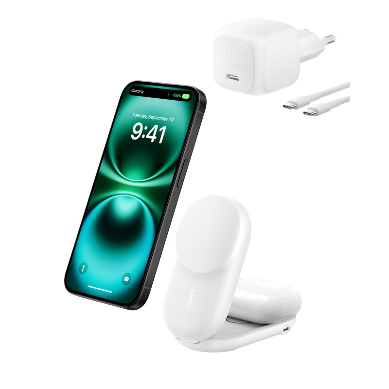 Belkin UltraCharge 25W Qi2 magn. 2-in-1 Lad.klappb.ws. WIZ039kqWH