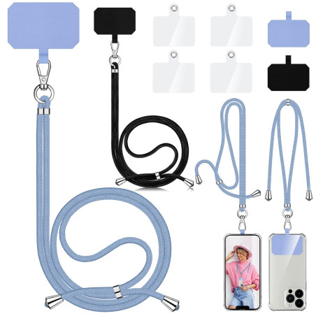 2 Pièces Cordon Téléphone Portable, Compatible avec Tous Les Smartphones, Cordon pour Telephone avec 6 Patchs, Lanière Universel