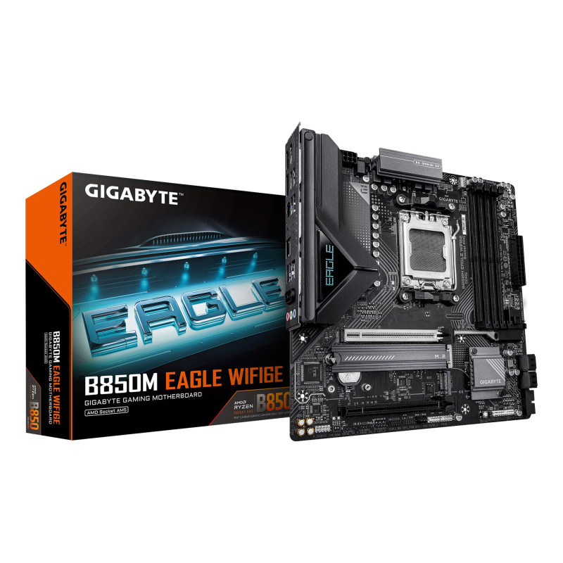 GIGABYTE B850M Eagle WIFI6E Carte Mère - Processeurs AMD Ryzen Série 9000, VRM numérique 8+2+2 Phases, Jusqu’à 8200MHz DDR5 (OC)