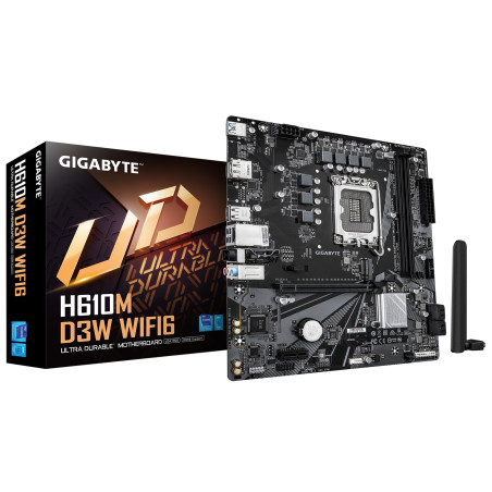 GIGABYTE H610M D3W WIFI6 Carte Mère - Prend en Charge Les processeurs Intel Core 14e génération, VRM 5+1+1 Phases, Jusqu’à 5600M