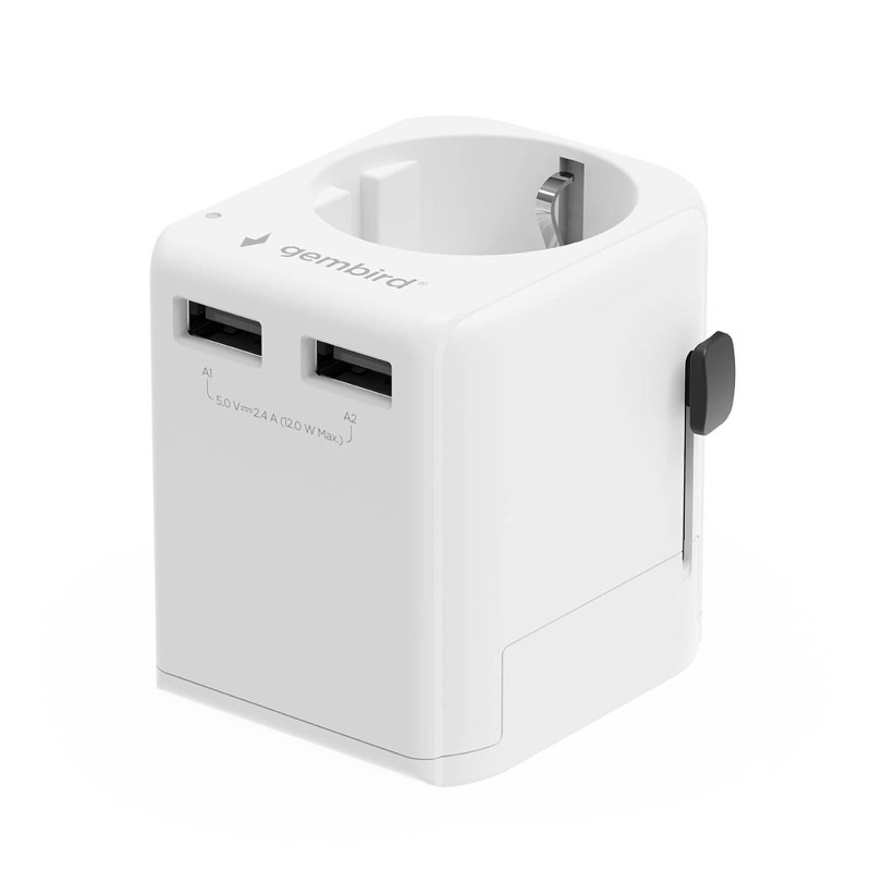 Gembird Adaptateur Universel de Voyage 12W - Chargement Compact et Rapide, idéal pour Les Smartphones, Les tablettes et Les appa Gembird Adaptateur Universel de Voyage 12W - Chargement Compact et Rapide, idéal pour Les Smartphones, Les tablettes et Les appa