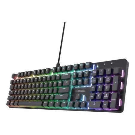 Trust GXT 871 Zora Clavier Mécanique QWERTY US avec Éclairage RGB, Linéaire Huano Switches, Logiciel Inclus, Anti-Ghosting N-Key