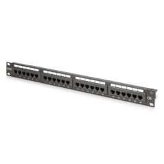 DIGITUS 19 Pouces Panneau de Brassage – Cat 6 – LSA Patch-Panel – 24 Ports RJ45 – Non blindé – Montage en Rack 1 U – Noir