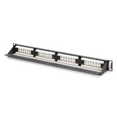 DIGITUS 19 Pouces Panneau de Brassage – Cat 6 – LSA Patch-Panel – 24 Ports RJ45 – Non blindé – Montage en Rack 1 U – Noir