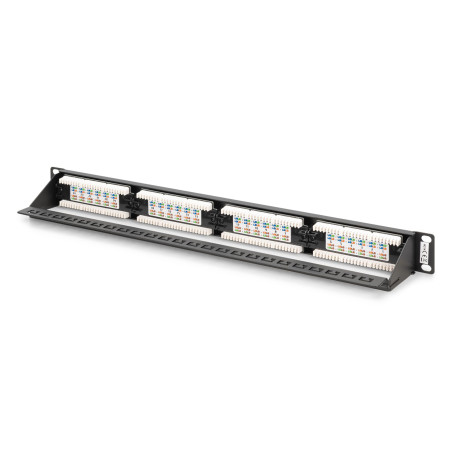 DIGITUS 19 Pouces Panneau de Brassage – Cat 6 – LSA Patch-Panel – 24 Ports RJ45 – Non blindé – Montage en Rack 1 U – Noir