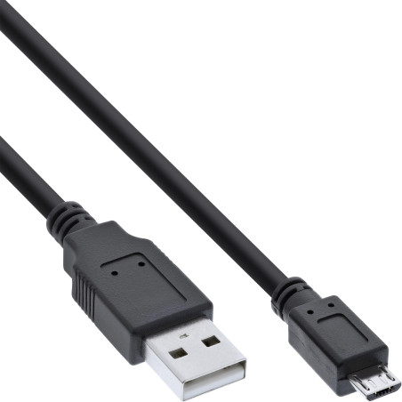 InLine 5m USB 2.0 A - micro B câble USB USB A Micro-USB B Noir - Câbles USB (5 m, USB A, Micro-USB B, 2.0, Male connector / Male