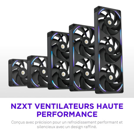 NZXT F360X Ventilateur Performance Cadre Unique - 3x 120mm PWM RGB PC - Flux & pression max - Faible bruit - Cadre & pales LCP -