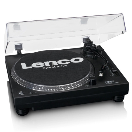Lenco Platine Vinyle à entraînement Direct - Platine Vinyle DJ - 33/45 Tours/Minute - contrôle de Pas - système