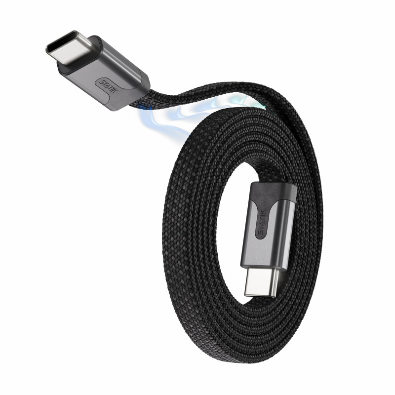 Statik MagStack Câble de charge magnétique USB C – Câble plat spiralé organisé anti-enchevêtrement, charge rapide de 100 W, comp Statik MagStack Câble de charge magnétique USB C – Câble plat spiralé organisé anti-enchevêtrement, charge rapide de 100 W, comp