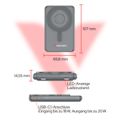 Verbatim Charge?n?Go 2C 5000mAh magn. PB GRIG.INCL.2 cavo 32251