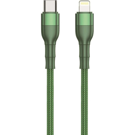 2GO Câble de charge/données USB type C - Lightning en nylon - 1 m - Vert