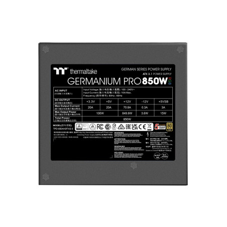 Germanium Pro 850W Alimentation électrique | RGB | ATX 3.1 | 80Plus Gold | Modular