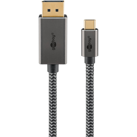 goobay Câble USB C vers DisplayPort 1.2 4K @ 60 Hz Type C Thunderbolt 3/4 vers DP Câble USB 3.1 compatible avec Mac Book, iPhone