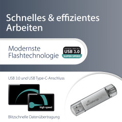 MediaRange MR937 Clé USB 64GB Argent Combo Flash Drive USB 3.1 + Typ C