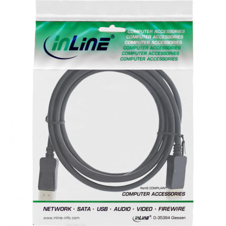 InLine 17203P Câble DisplayPort 1.4 8K4K Noir contacts plaqués or 3 m